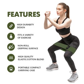 CFX Resistance Bands 3 Sets, Premium Exercise Loops with Non-Slip Design for HIPS & Glutes, 3 Resistance Level Workout Booty Bands for Women and Men (Military Green Set)