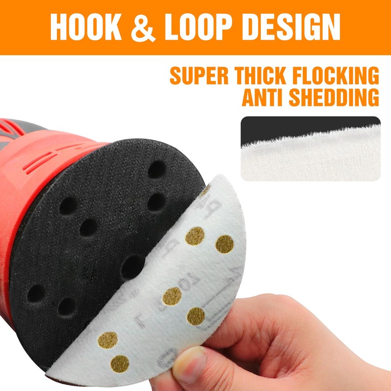 KONGMING 60 Pcs 150mm Sanding Discs 600 Grit Hook and