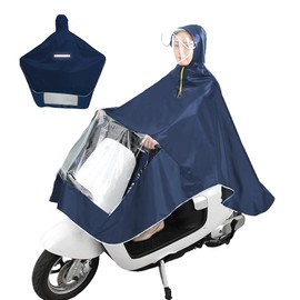 LBFXQ Poncho, Unisex Raincoat, Rain Poncho, Raincoat, For Bicycles, Bikes, Waterproof, Windproof, Brim Hat, Double Brim, Reflective Material, One Size Fits Most, Unisex Look Ncho, Navy, navy
