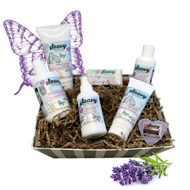 Saavy Naturals Baby Shower Gifts | Bath Set for Babies Includes 2 Soap Bars, 1 Infant Lotion, 1 Shampoo & Body Wash, 1 Baby Oil, 1 Calming Mist & 1 Unscented Diaper Cream | Chamomile & Lavender Scents