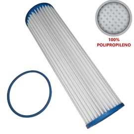 3 Cartuchos Repuesto Genérico + 3 O-ring Estandar Compatible con Filtro Rotoplas paso 1 Plisado Agua Mas Limpia (10 micras) LAVABLE