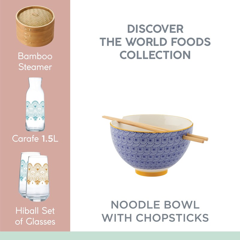 Typhoon World Foods Stoneware Noodle Bowl With Chopsticks