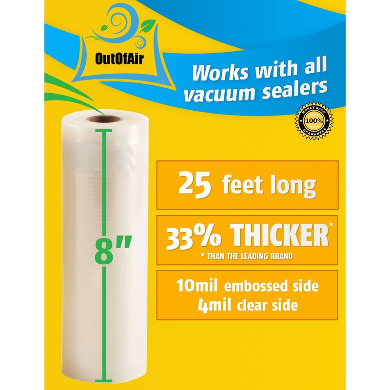 8" x 25' Rolls (Fits Inside Machine) - 4 Pack