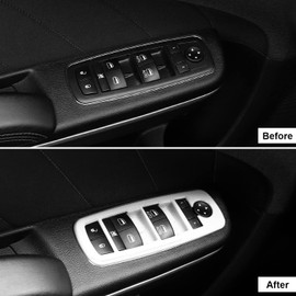 CheroCar for Dodge Window Lift Switch Cover Interior Button Trim Kit Interior Accessories for Dodge RAM 2010-2017/Dodge Charger Durango 2011-2022 (White)…