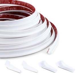 RV J-Shape Rain Gutter Rubber Drip Rail 40Ft with Gutter Spouts, 1/2 Inch Roof Rain Diverter, RV Gutter Trim Molding with Self-Adhesive Tape Fit for Car, Truck, RV, Boat and Home Application (White)