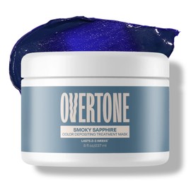 Overtone Semi Permanent Hair Color Conditioner, Smoky Sapphire, 8 oz, Nourishing, Damage-Free, Color Depositing Mask for All Hair Types with Shea Butter & Coconut Oil, Vegan & Cruelty-Free
