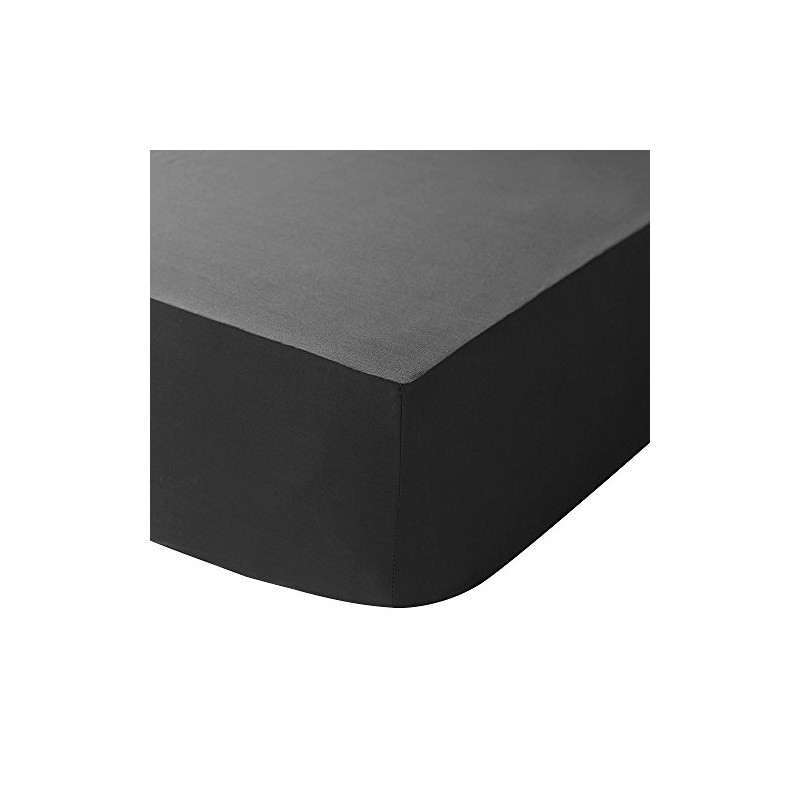 Catherine Lansfield Easy Iron Percale Single Fitted Sheet - Black