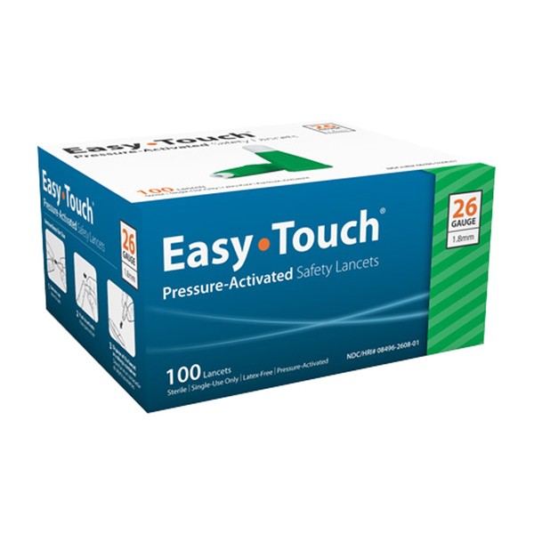 Easy Touch 826081 Pressure Activated SAFETY Lancets, 26 gauge,100 count