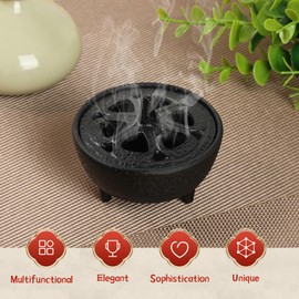 Incense Burner Zen Minded Cast Iron Incense Holder Incense Cone Burner Bowl and Lid for Sticks, Cones, Wax Melts, Charcoal and Resin Practical Incense Stick Holder for Aromatherapy Mindfulness