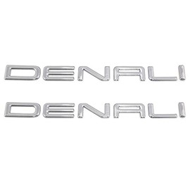 Pair Set Front Door Right and Left Denali Emblem Nameplate 3D Badge Liftgate Sticker Replacement for 01-08 Denali Envoy Yukon15070426 (Chrome)