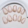 24 Pcs Glitter Almond Press on Nails Short Fake Nails