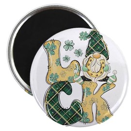 CafePress Gnome Luck St Patrick's Day Magnets 2.25" Round Magnet, Refrigerator Magnet