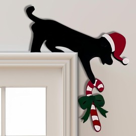 Bool Epoch Christmas Door Frame Decorations, Funny Dog Candy Cane Christmas Door Corner Decor Topper Wooden Sign, Farmhouse Christmas Door Sitter Ornaments Decor for Mantel Window TV Cabinet Mirror