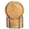 WLWNWFT Bamboo Coaster Set of 6 with Lid Holder for