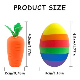 Lets Joy Pack of 6 Easter Erasers, Children's Party Bags, Eraser Easter Egg, Carrot Eraser, Easter Children's Eraser, Party Favours, Gifts, Games, Prizes, School, Office