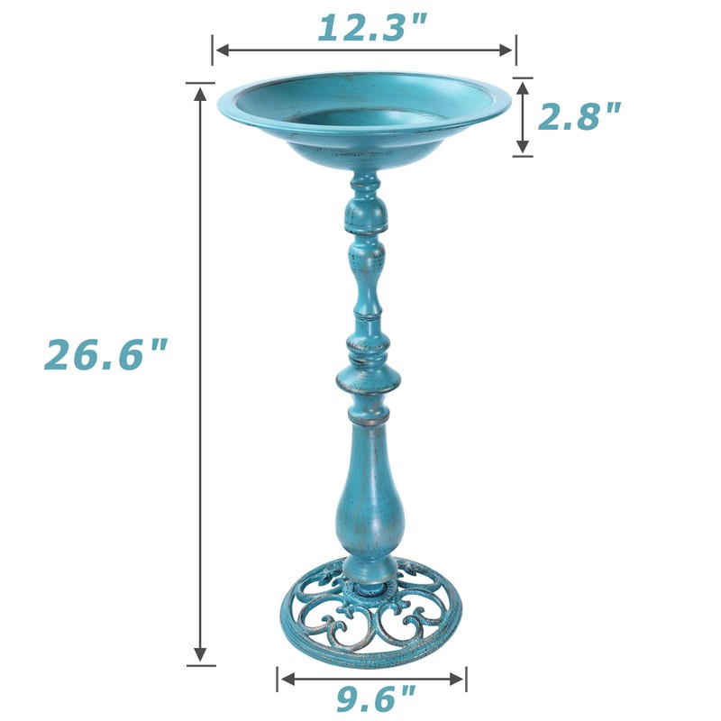 AIHAOKAN 26.6”H×12.3" W Cast Iron Pedestal Bird Bath，Metal Birdbaths Bird