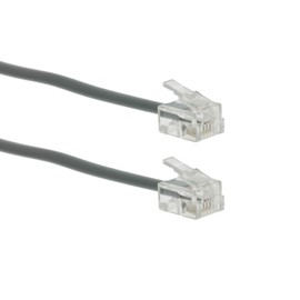 CablesAndKits RJ11 Straight Modular Telephone Cable, Silver, 7ft, 6P/4C Connect a Computer or Phone to a Telephone line