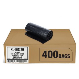 Aluf Plastics 45 Gallon Trash Can Liners (400 Count) - 40" x 46" - Thick 1.5 MIL Equivalent Black Trash Bags for Bathroom, Kitchen, Office, Industrial, Commercial, Recycling and More