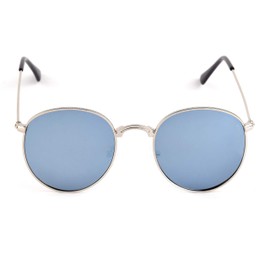 Contacta Rebel Silver Blue Lens - Sunglasses with Polarised Lenses - Metal Silver/Gold Frame with Lens Green Gold Blue - Men Women - Microfibre Glasses Case - 16 g
