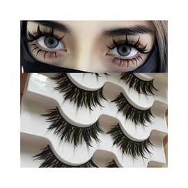 SIVZUMO 10 Pairs False Eyelashes Manga Lashes Natural Look Artificial Eyelashes Anime Fake Lashes Short Cosplay Lashes Faux Mink Spiky Wispy False Eyelashes Manga Lashes