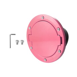 X AUTOHAUX Pink Aluminum Alloy ABS Gas Fuel Filler Door Cover for Jeep Wrangler JK JKU Sport Rubicon Sahara Unlimited 2007-2018 Fuel Filler Cover Accessories