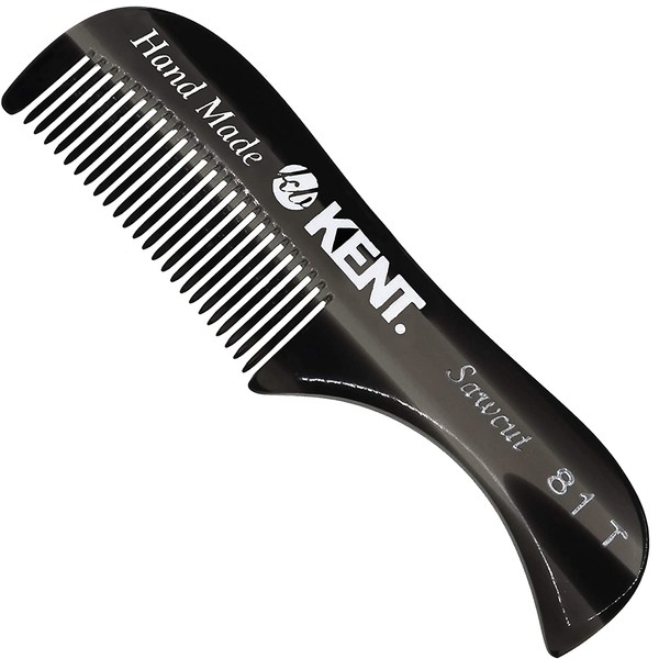 Kent A 81T Graphite X-Small Gentleman's Beard and Mustache Pocket Comb, Fine Toothed Pocket Size for Facial Hair Grooming and Styling. Saw-cut of Cellulose Acetate, Hand Polished. Hand-Made in England