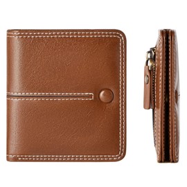 TFKGS Slim Wallet for Women Leather RFID Blocking, Small Thin Credit Card Holder Bifold Compact Pocket Ladies Mini Purse Brown