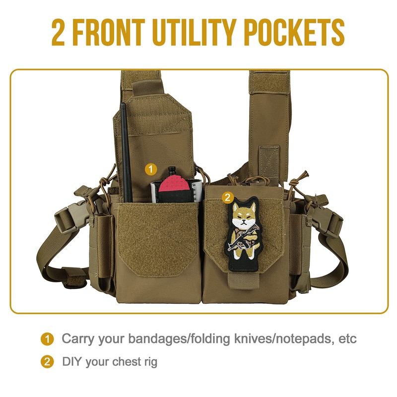 VISMIX Tactical Chest Rig, Adjustable&Detachable Molle Chest Rigs