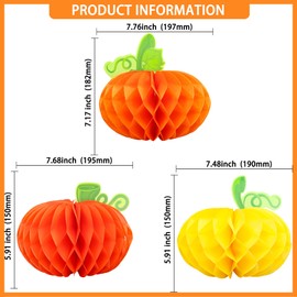 Gyufise 6Pcs Pumpkin Table Centerpieces Paper Pumpkin Honeycomb Pumpkin Centerpieces 3D Tissue Pumpkins Hanging Decoration for Thanksgiving Fall Festival Party Supplies Multicolor
