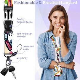 Cute Dog Lanyard with ID Badge Holder and Retractable Badge Reel,Carabiner Badge Reel Key Holder,Breakaway Lanyard Strap with ID Card Holder for Nurse Teachers Students Office Staff