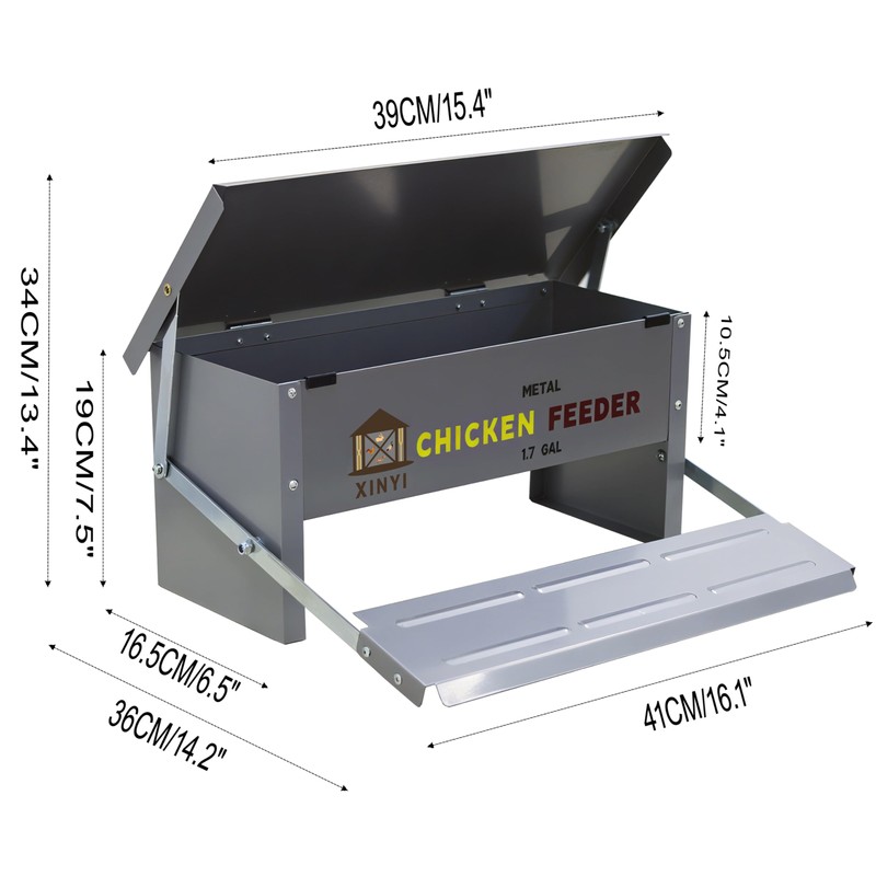 XINYI Chicken Treadle Feeder,12 Lbs Metal Treadle Feeder, No Waste