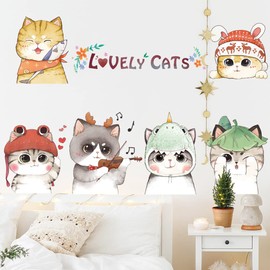 BuerHomie Wall Stickers, Cats Pattern Murals for Living Room