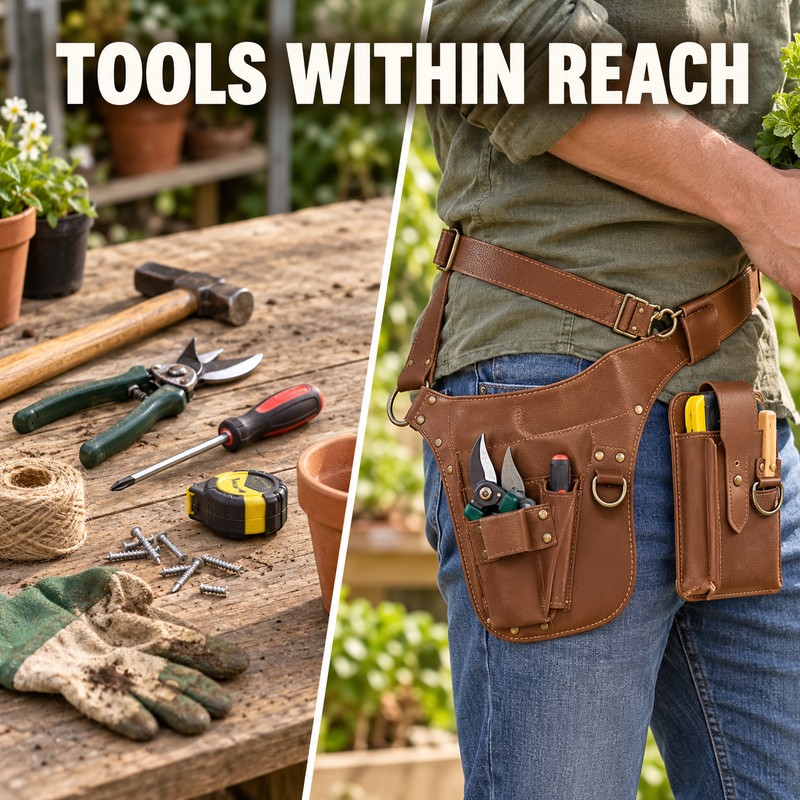 Adjustable Waist Tool Bag – PU Leather Work Belt Pouch