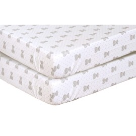 100% Egyptian Cotton Cot Bed Fitted Sheet Thread Count 200 2 Pack - Teddy Grey - 60 x 120 cm