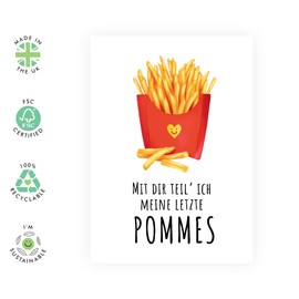 Central 23 Lustige Geburtstagskarte für Männer Frauen – MIT DIR TEIL ICH MEINE LETZTE POMMES – Witzige Geburtstagskarte für Ihn, Sie, Ehemann, Ehefrau – Valentinstag