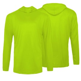 Glory Max Hi Vis T Shirts Long Sleeve with Hood Safety Construction Work High Visibility 2Pcs (as1, Alpha, m, Regular, Regular, Neon Green)