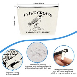 Crow Lover Gift Crow Gift for Women Makeup Bag Bird Lover Gift Bird Watching Gift Crow Themed Gift Black Crow Cosmetic Bag Birthday Christmas Graduation Gift for Friend Daughter Colleague Sisters