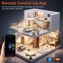 WLAN Smart Light Switch, WiFi Smart Touch Light Switch Flush-Mounted Compatible with Tuya Smart Life App Alexa and Google Home 2.4GHz Single 1 Way (Neutral Conductor Required)