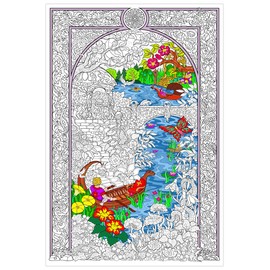 Enchanted Lake - Giant Wall Size Coloring Poster - 32.5" X 22" (Great for Family Time, Adults, Kids, Classrooms, Care Facilities and Group Activities)