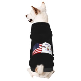 Flag of Sacramento, California (1964-1989) and America Dog Sweater Winter Pet Dog Hoodie Sweatshirts Warm Soft Dog Clothes Medium