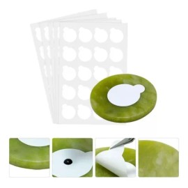 Piedra Jade + 200 Piezas Etiquetas Para Pegamento Protector Etiquetas Blancas Y Piedra Jade Verde