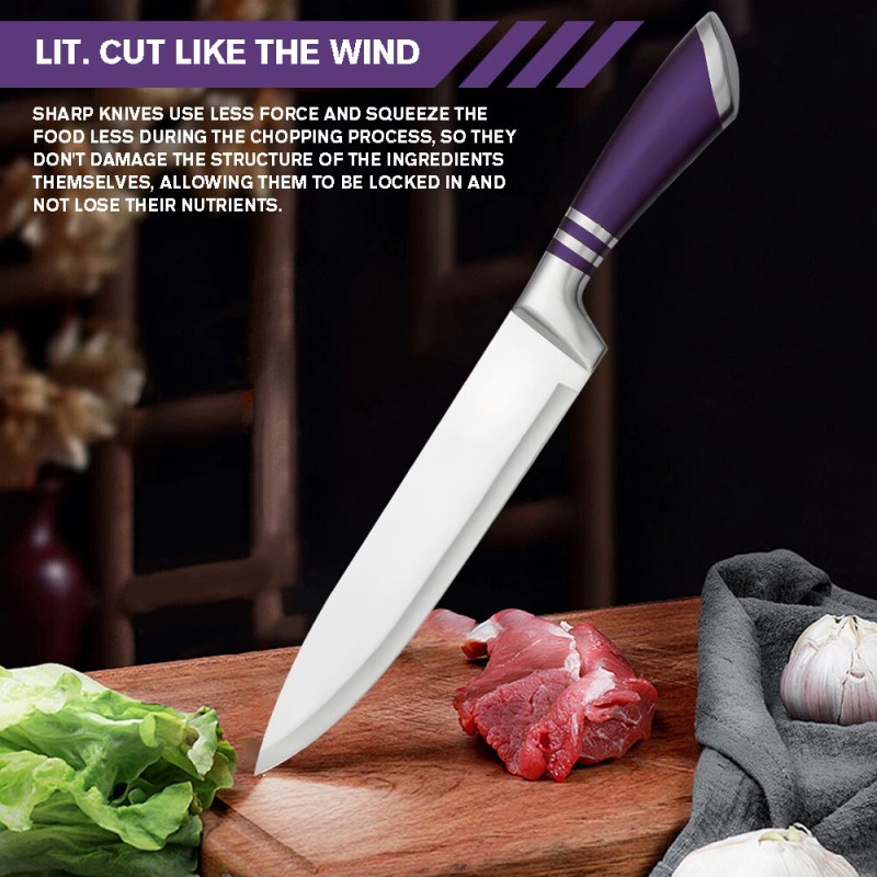 Unbranded 9 Piece Stainless Steel Kitchen Knife Block Set Chef