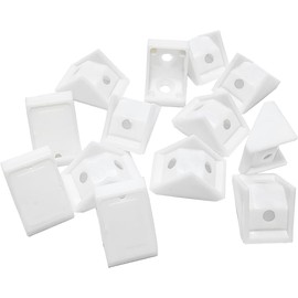 LATRAT Pack of 20 White Shelf Brackets Furniture Corner Connectors 90 Degree Plastic Corner Brace Joint Right Angle Screws Included