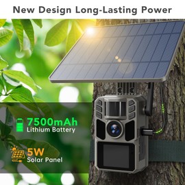 FKPCAM Solar Cellular Trail Camera with 7500mAh Rechargeable Battery for Uninterrupted Power – 4G LTE Game Camera, High-Efficiency Solar Panel, 48MP Photos and 4K Video