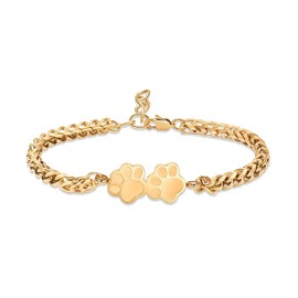 QGJNSGC Pet Paw Cremation Bracelet for Ashes Dog Cat Urn Memorial Jewellery Adjustable Bangle Keepsake Gift for Women Men, Stainless Steel