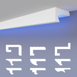 HEXIMO LED Shadow Joint Profile Stucco Strips, Indirect Lighting XPS Styrofoam Drywall Ceiling Lighting Stucco Strip Ceiling (1.7 Metres HLED 29)
