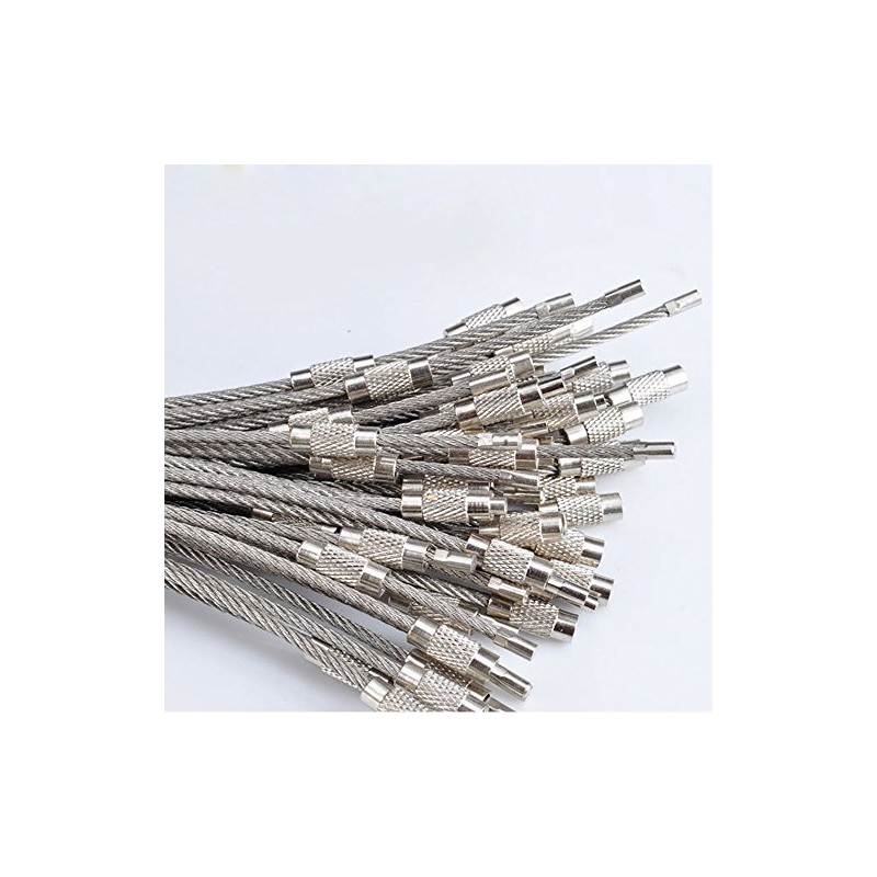 12 Pc Screw Clasp Stainless Steel Wire Cable Key Rings