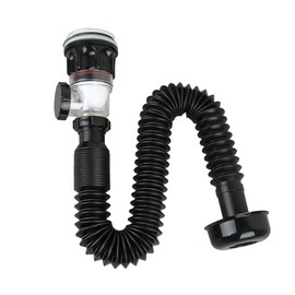 Bathroom Sink Drain Kit - Flexible Sink Drain P-Trap for 1-1/4" & 1-1/2" Holes, Anti-Odor & Leak-Proof Easy Install