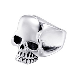 INRENG 316L Stainless Steel Men's Cool Skull Head Ring Punk New Jewelry Silver Size 7