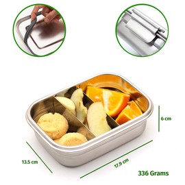 Sattvii® Premium Edelstahl Lunchbox | Auslaufsicher | Spülmaschinenfest | Nachhaltige Kinder-Brotdose mit Fächern | 780 ml | BPA-frei